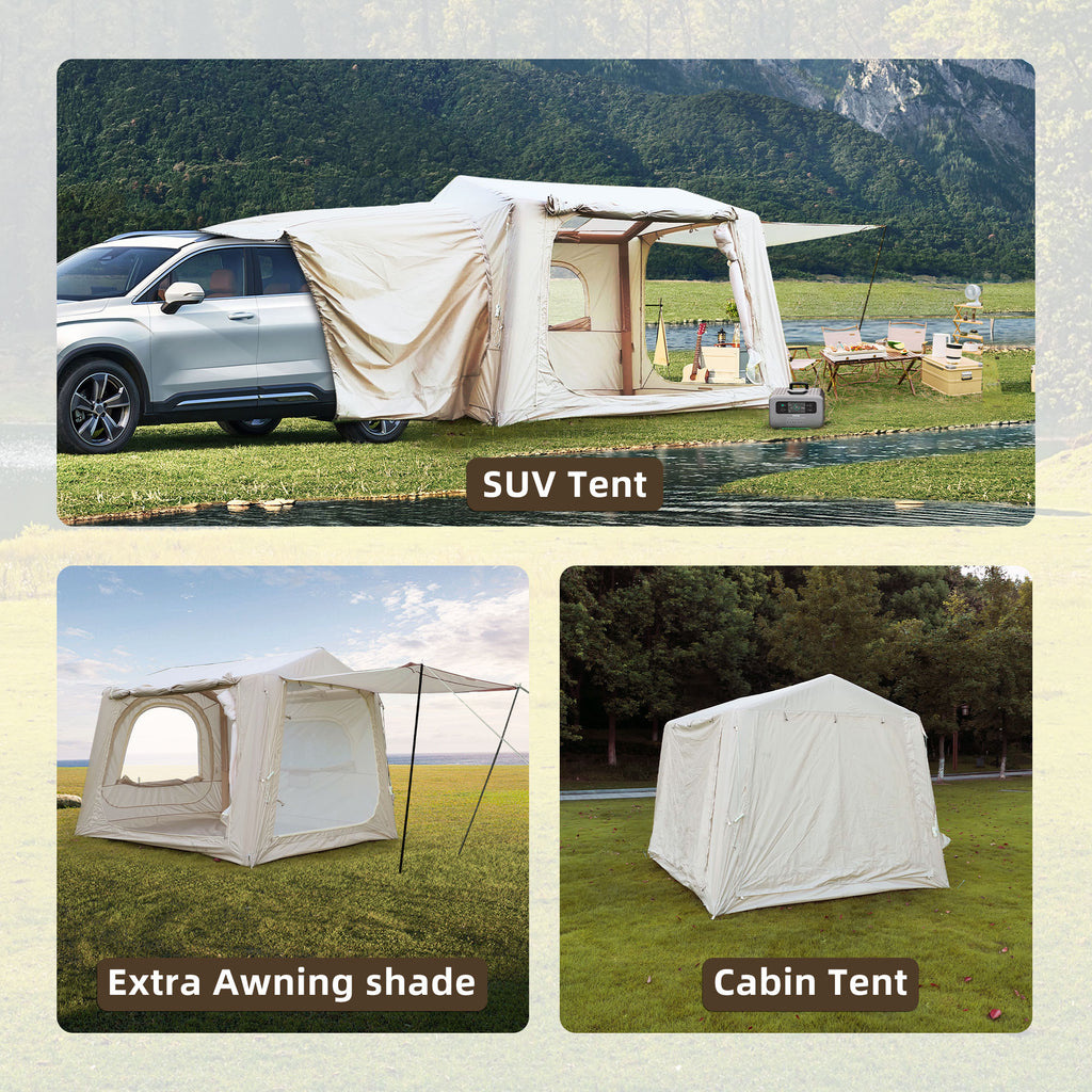 Truck SUV Inflatable Tents for Family Camping, Large Blow Up Tent with Hand Pump