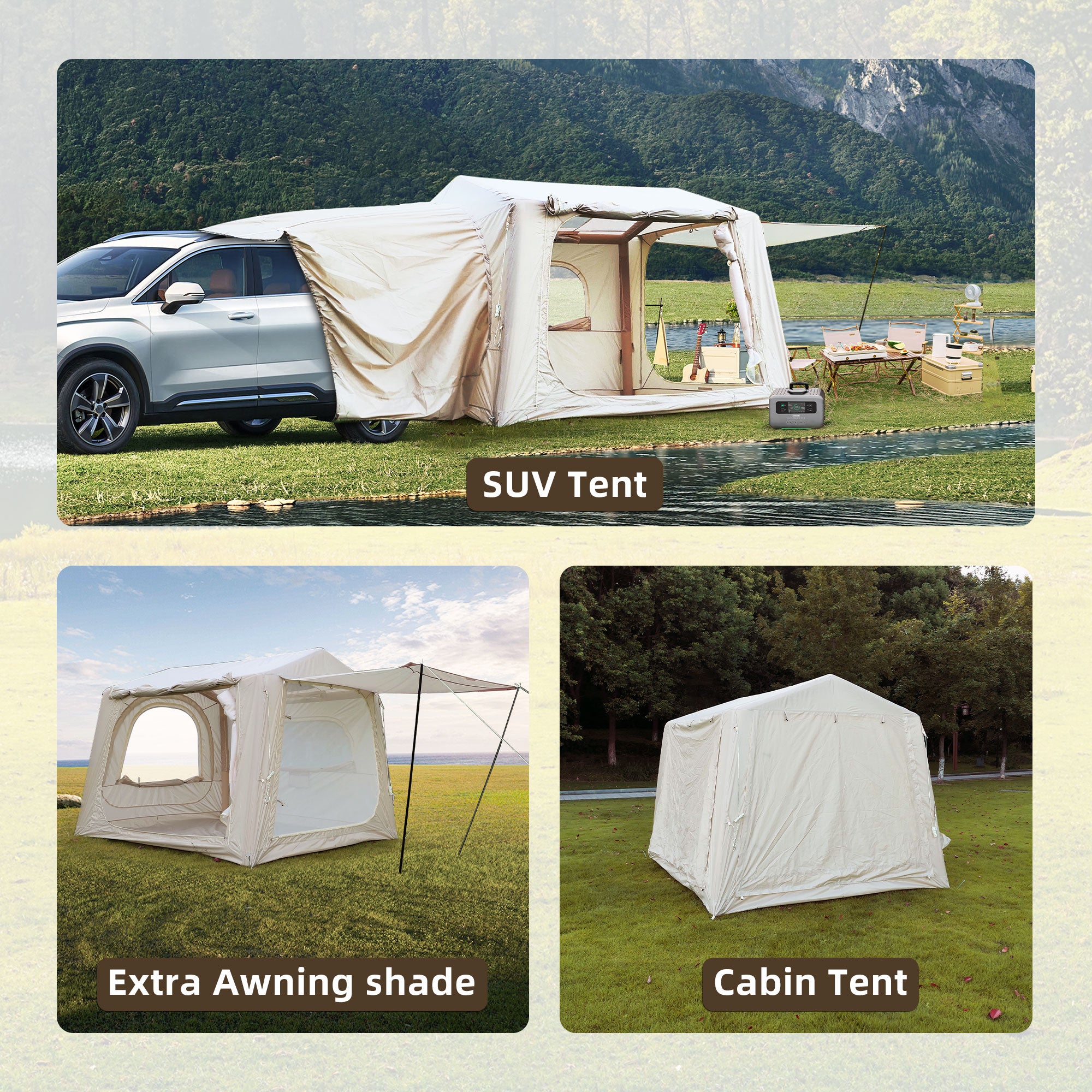 Truck SUV Inflatable Tents for Family Camping, Large Blow Up Tent with Hand Pump
