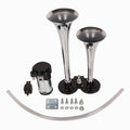 Loud Dual Trumpet Train Air Horn System For Car/Truck 12V Chrome& Black VXH2311C