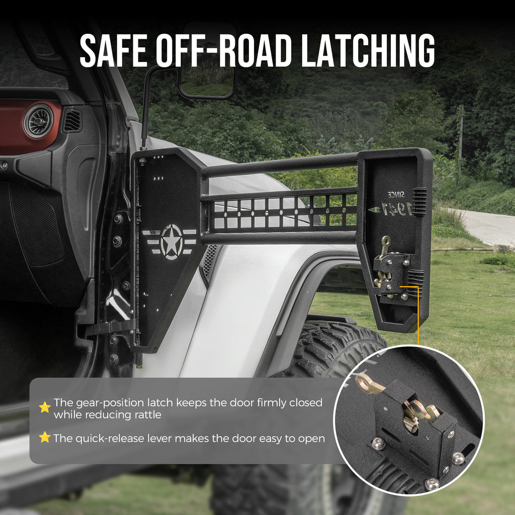 Tube Doors w/ Mirror for 2018-2026 Jeep Wrangler JL JLU Gladiator JT Offroad