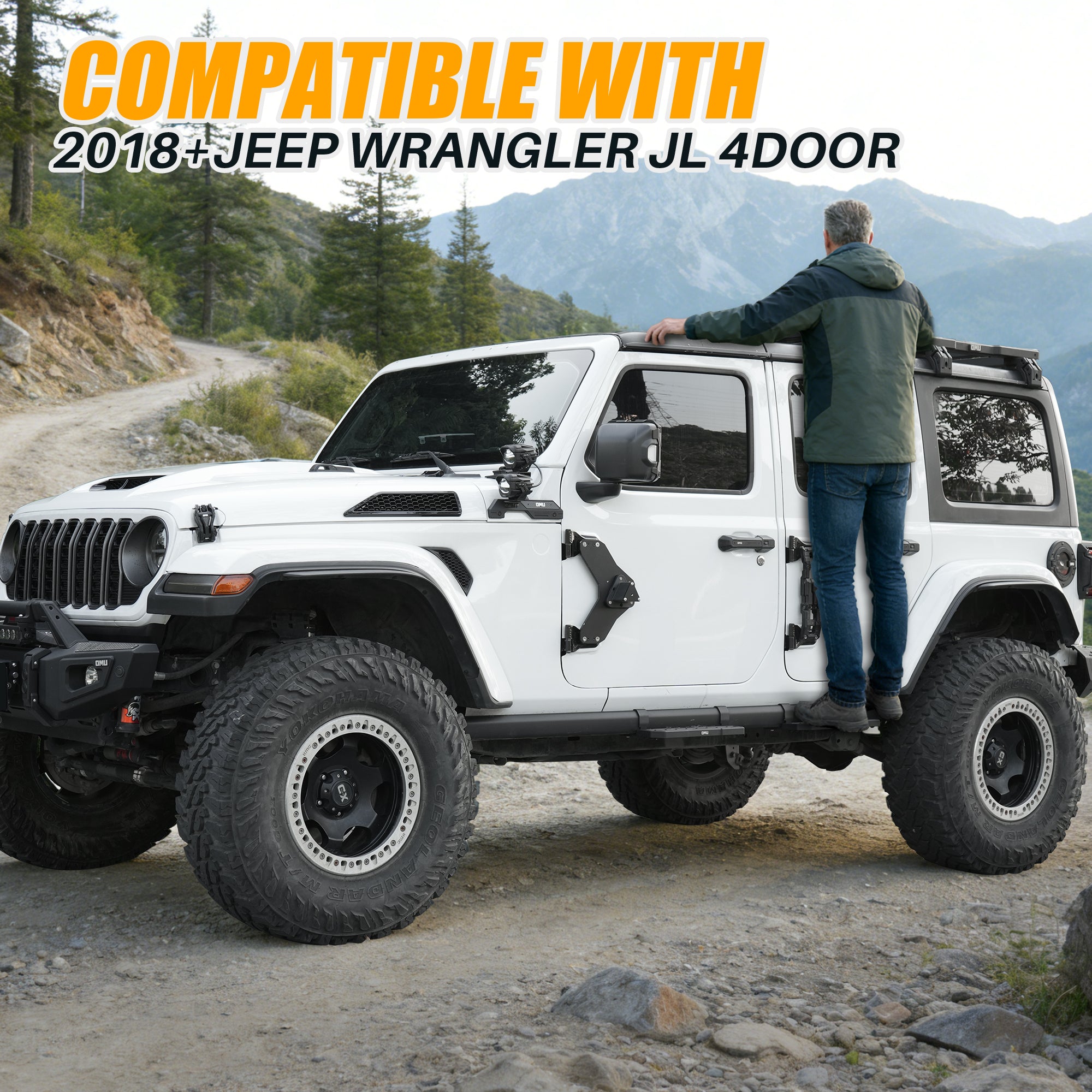 Running Boards Compatible with 2018+ Wrangler JL 4 Doors with OEM Rock Rails