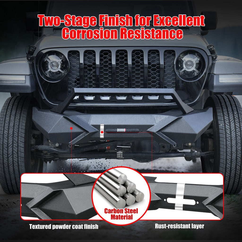 Front Bumper with Winch Plate Compatible with Wrangler JK