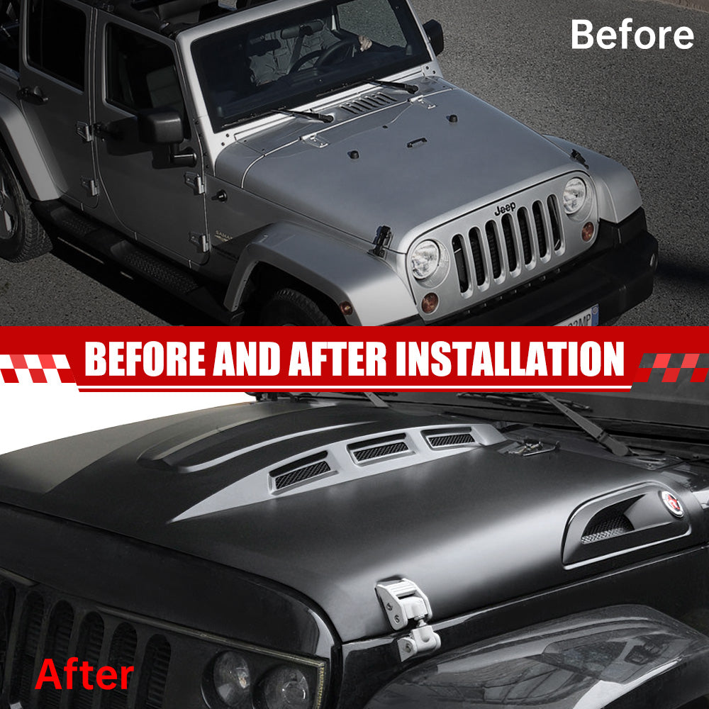 Avenger Style Replacement Hood Compatible with 2007-2018 Jeep Wrangler JK