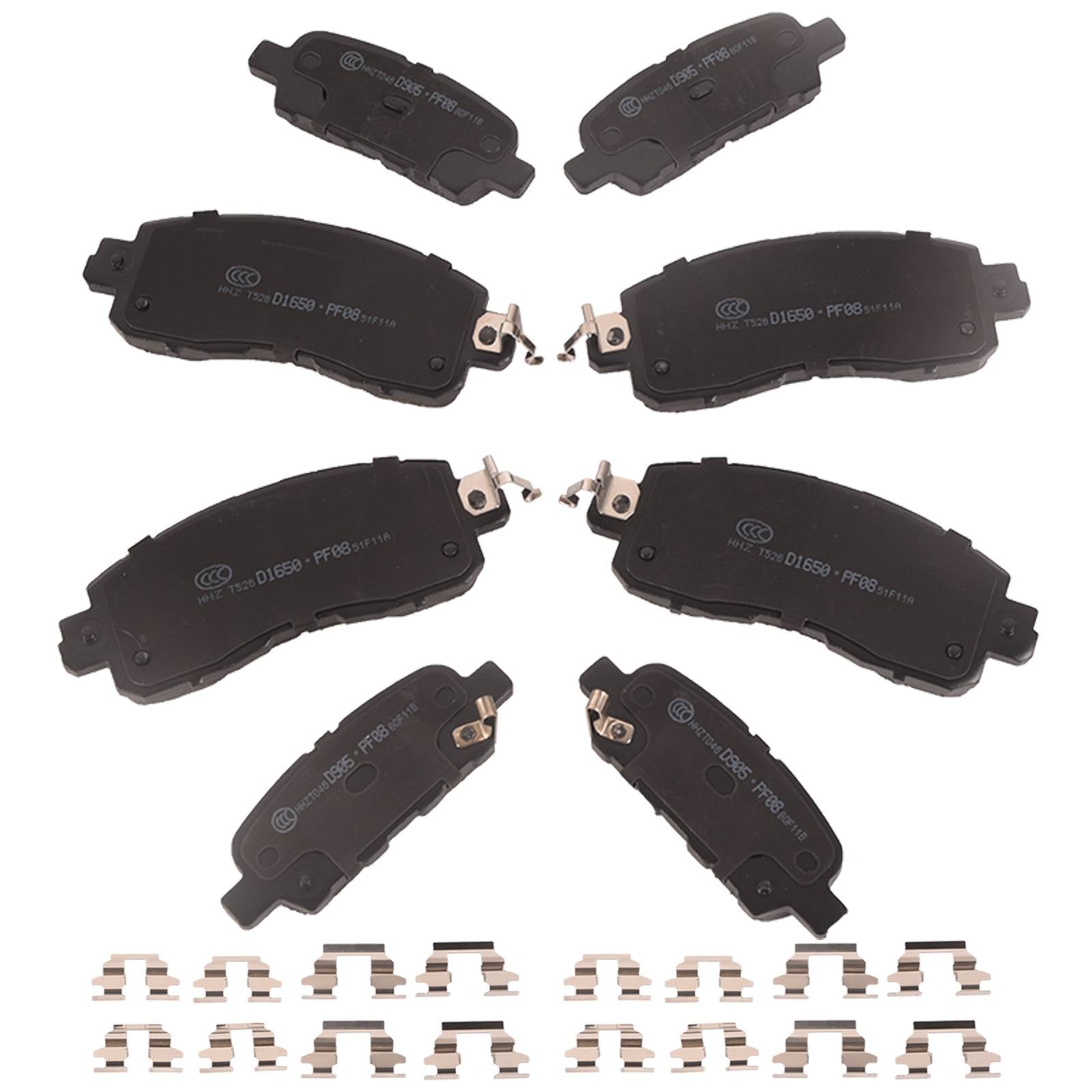 8X Front & Rear Disc Ceramic Brake Pads W/hardware for 2013-2023 Nissan Altima