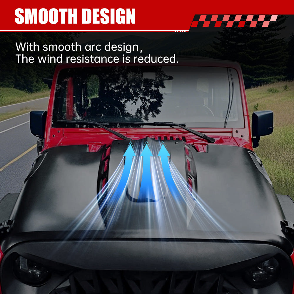 Avenger Style Replacement Hood Compatible with 2007-2018 Jeep Wrangler JK