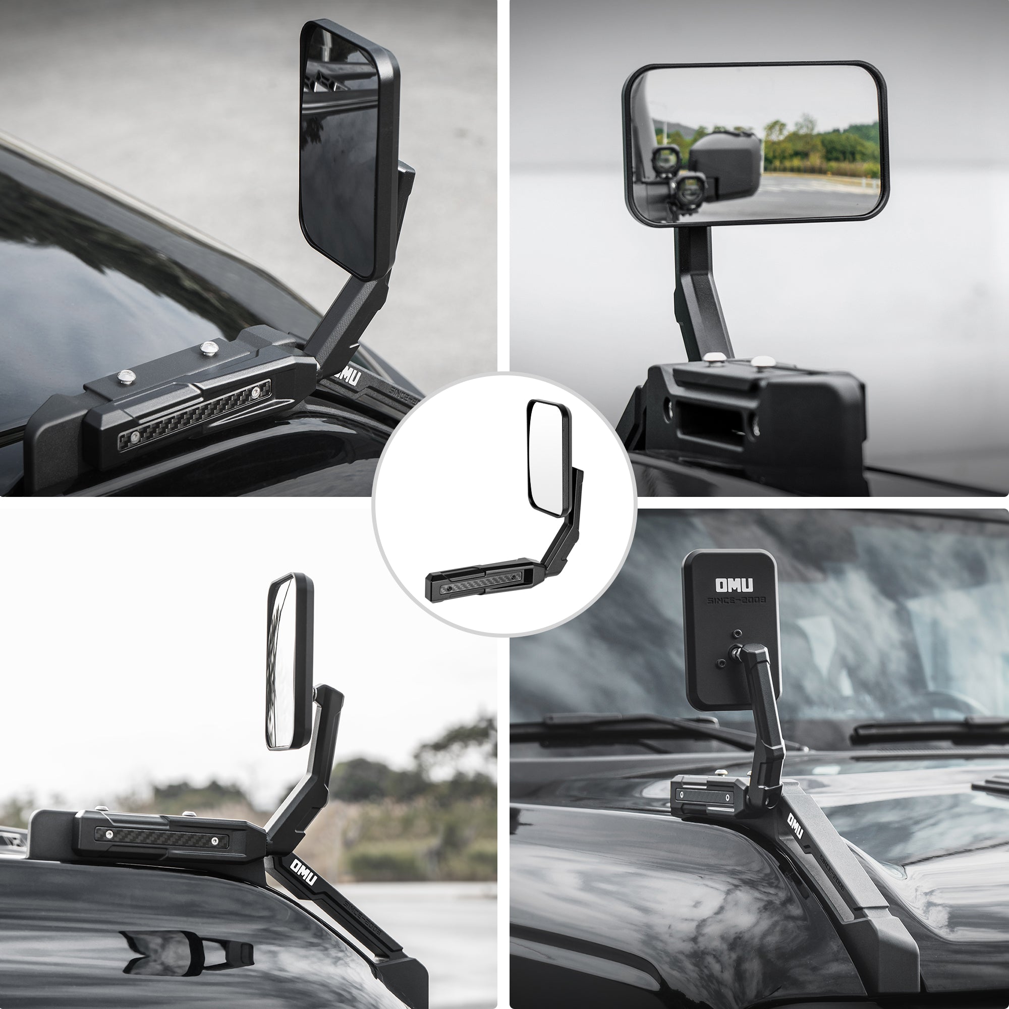 Aluminum Hood Side Auxiliary Fender Mirror Compatible with 2021+ Ford Bronco