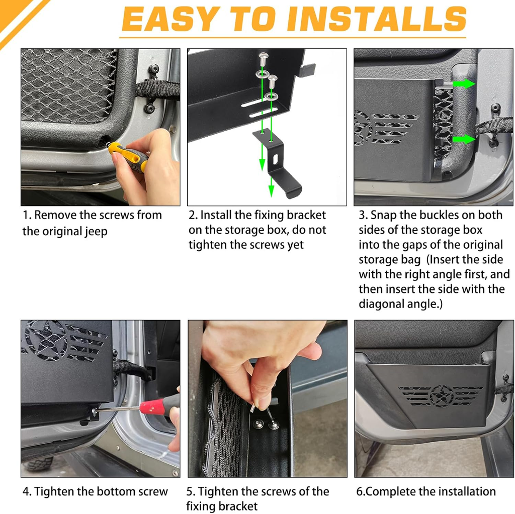 Rear Door Storage Box for 2007-2018 Jeep Wrangler JK JKU 4 Door 2pcs
