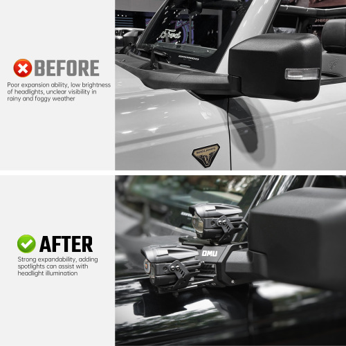 A-Pillar Light System Mount For Ford Bronco 2021+(Not fit for Ford Bronco Sport)
