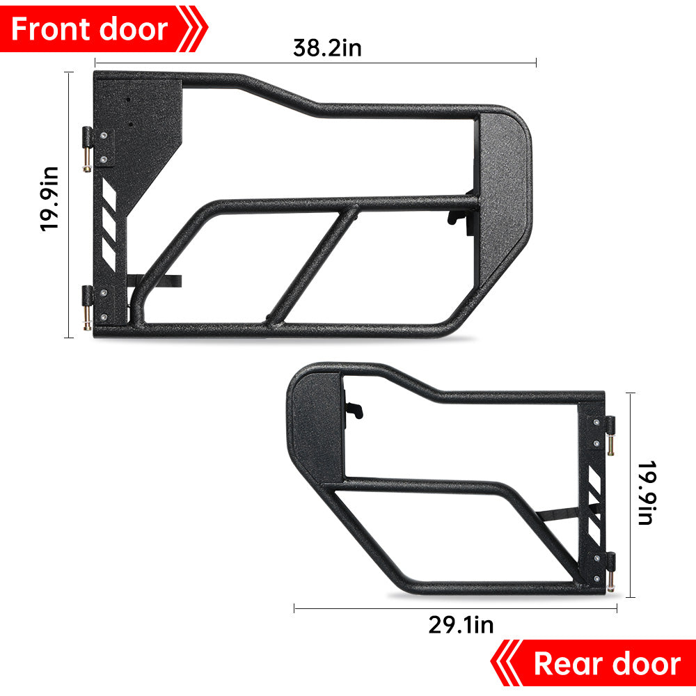 Tube Doors with Side View Mirror for 2018-2024 Jeep Wrangler JL