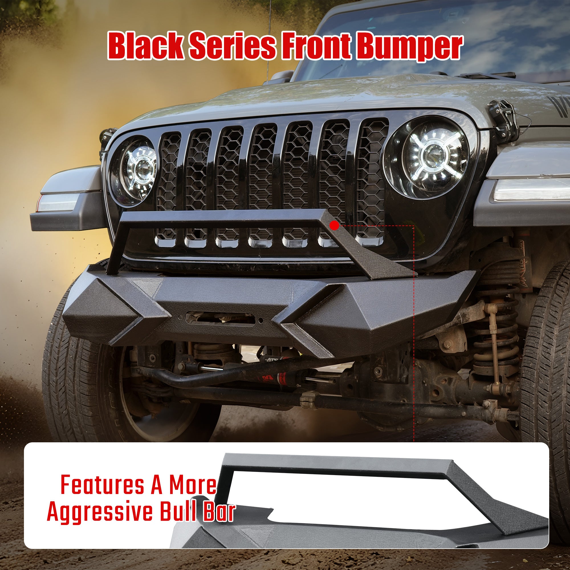 Front Bumper with Winch Plate Compatible with Wrangler JK