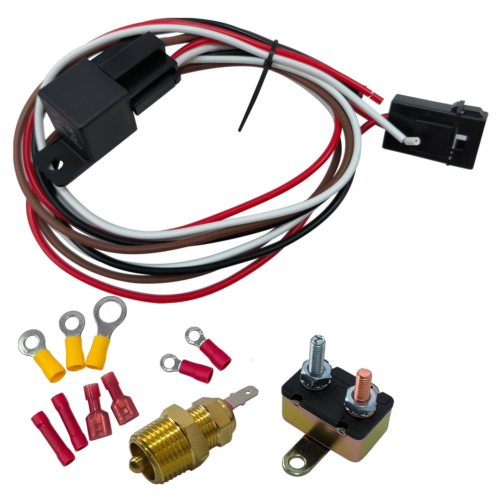 NEW Electric Fan Wiring Install Kit Complete Thermostat 40 Amp Relay 185 Degree