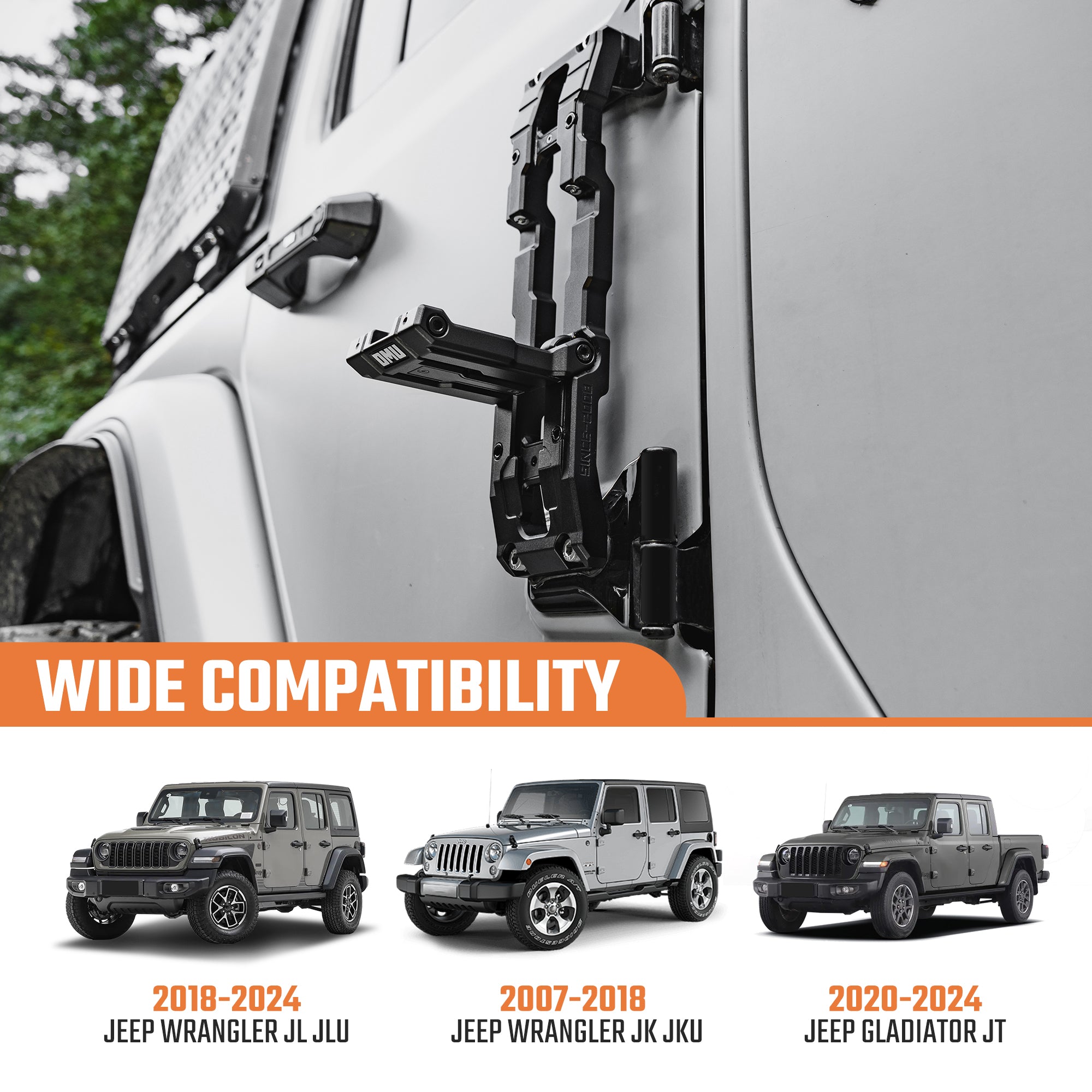 Door Hinge Step For 2007-2025 Jeep Wrangler & 2020-2025 Gladiator