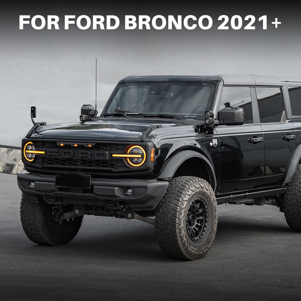 Aluminum Hood Side Auxiliary Fender Mirror Compatible with 2021+ Ford Bronco