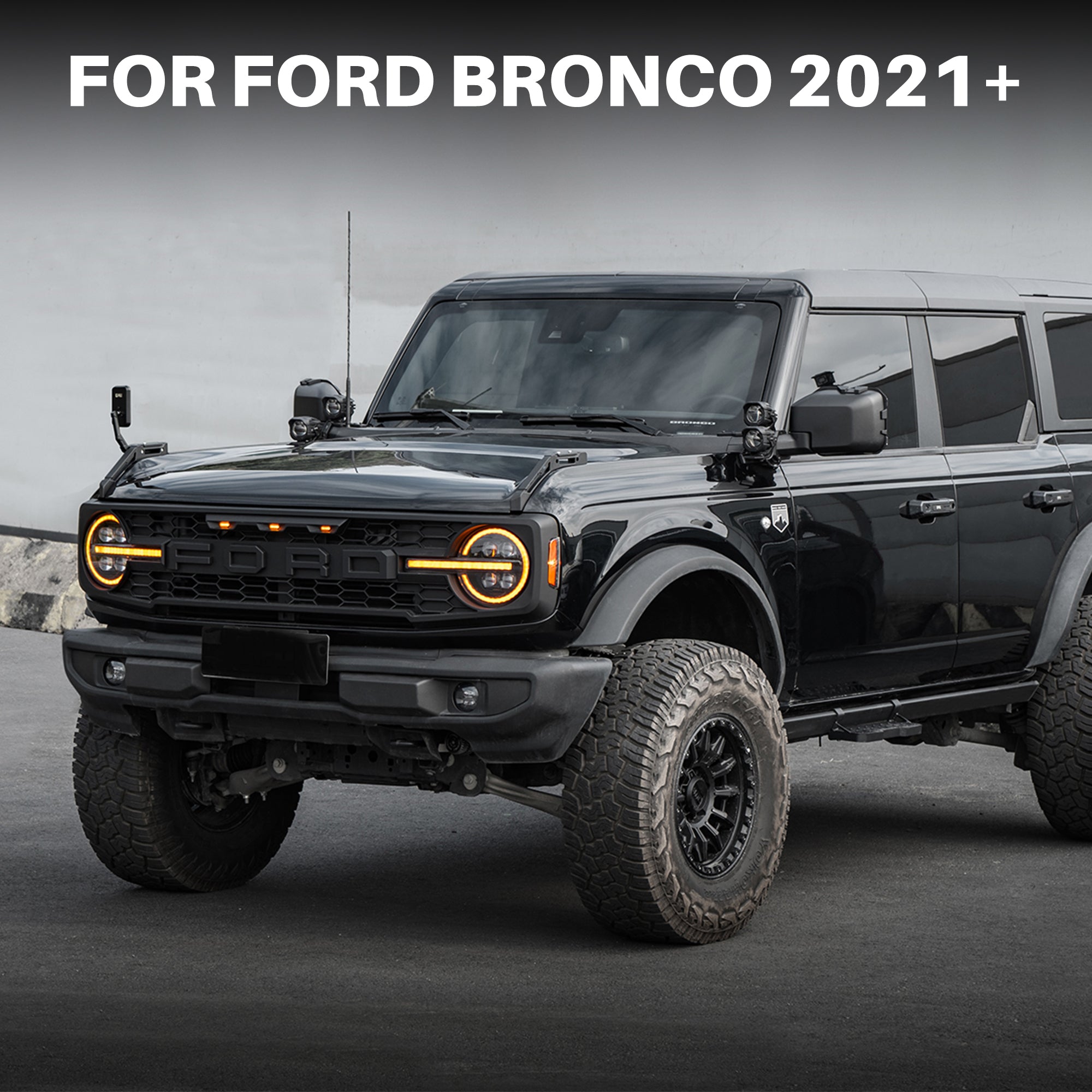 Aluminum Hood Side Auxiliary Fender Mirror Compatible with 2021+ Ford Bronco