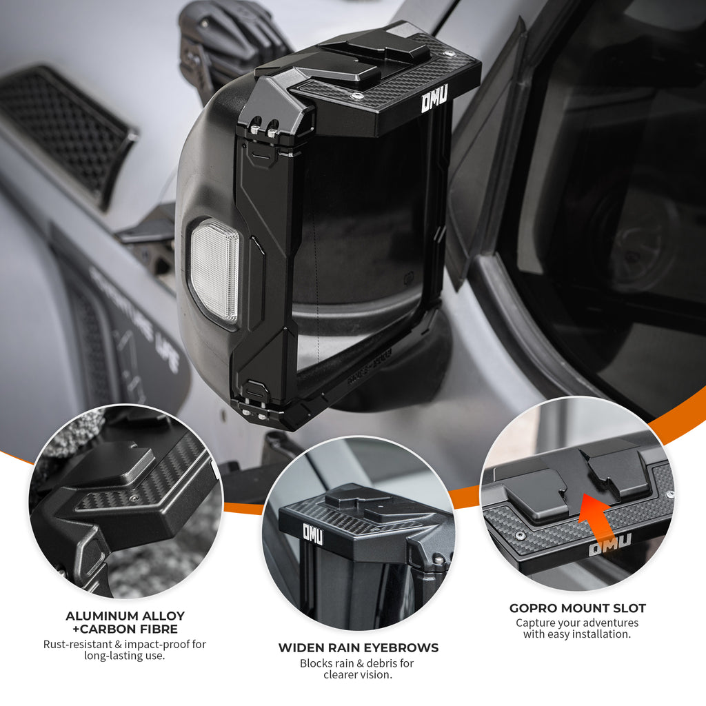 Mirror Rain Shield Frame For 2018-2025 Wrangler JL & 2020-2025Wrangler Gladiator