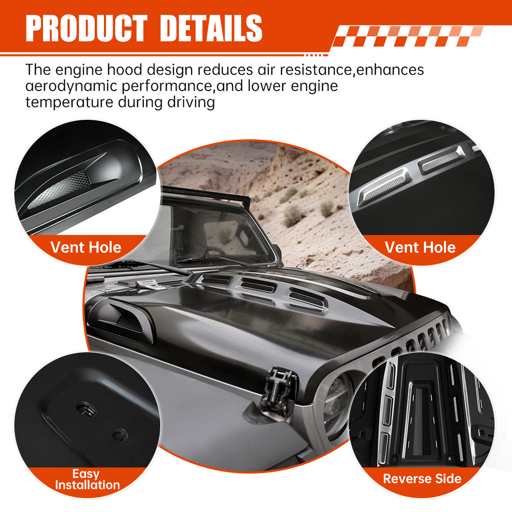 Hood Compatible with 2018+Jeep Wrangler