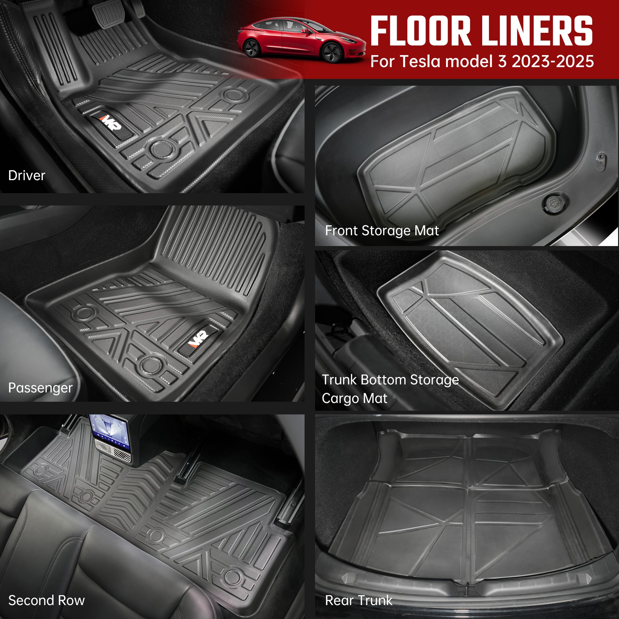 TPE Floor Mat for Tesla Model 3 2023-2025