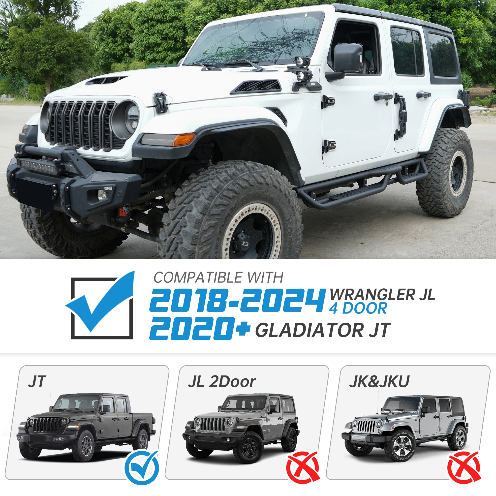 Running Boards Compatible with Jeep Wrangler JL