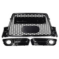 Chrome Front Grille+Bumper Fog Light Bezel For 09-12 Audi A4 RS4 Style