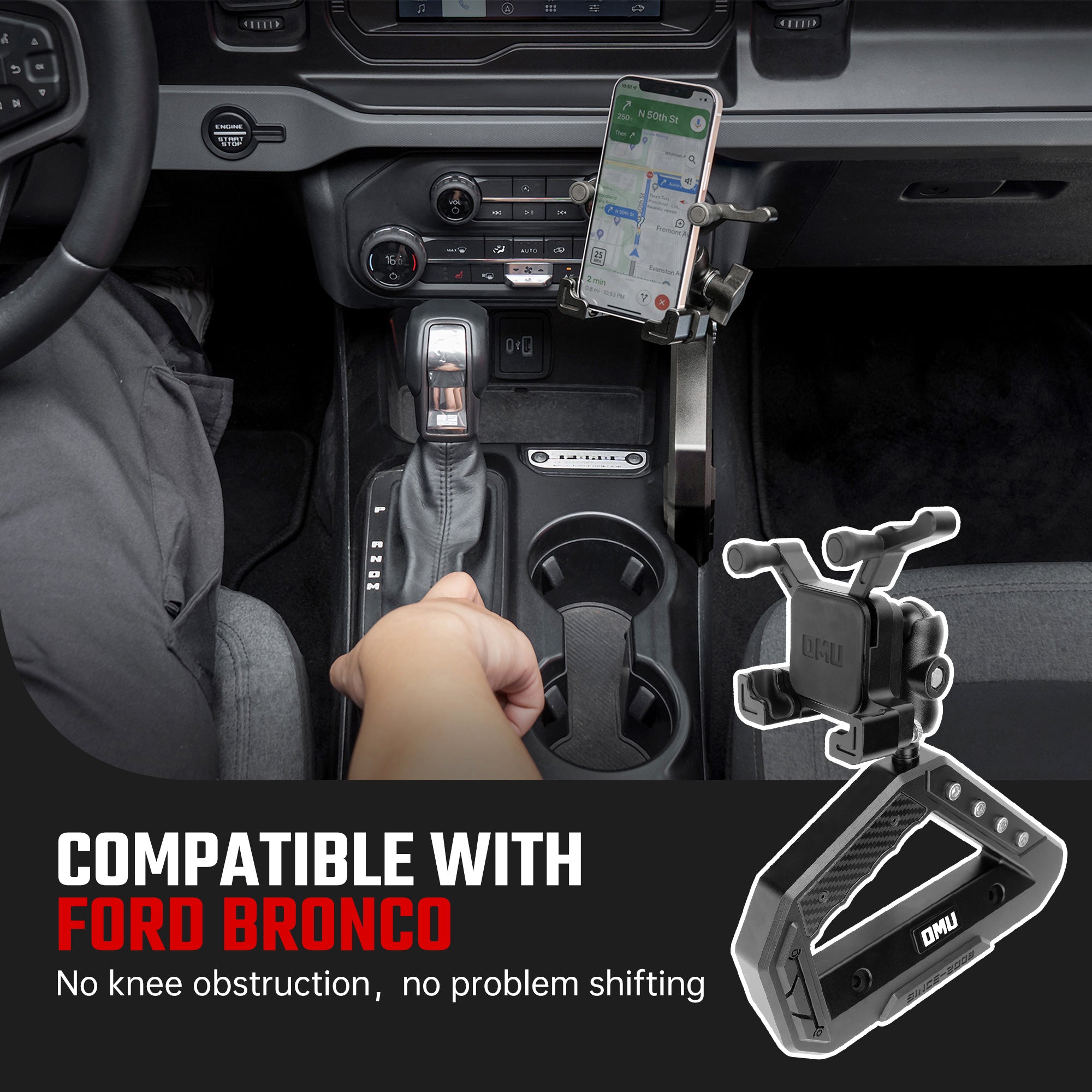 Center Console Grab Handle With Phone Holder For Ford Bronco 2021+