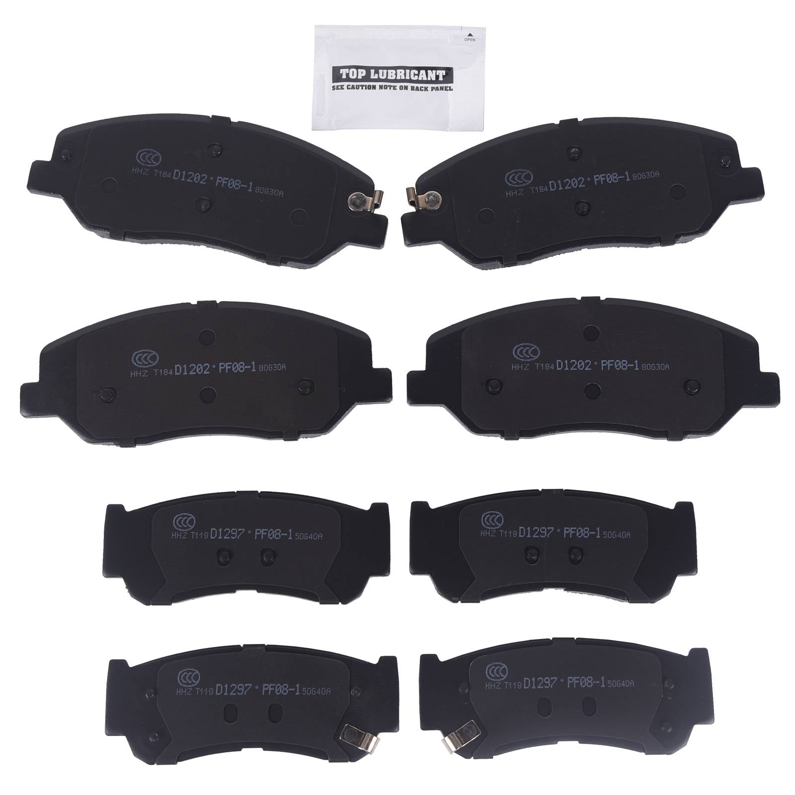 Front + Rear Disc Ceramic Brake Pads for 2007-2009 Hyundai Santa Fe D1202 D1297