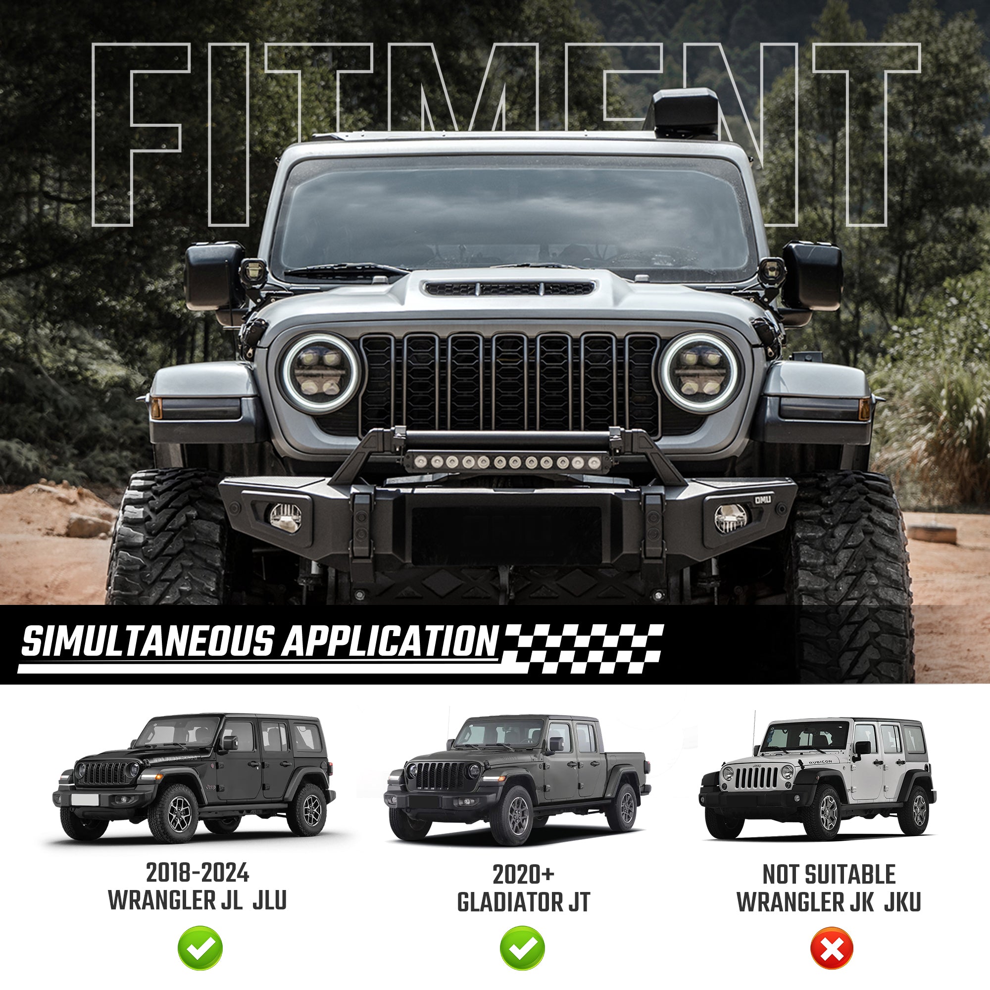 Front Bumper For Jeep Wrangler JL& Gladiator JT