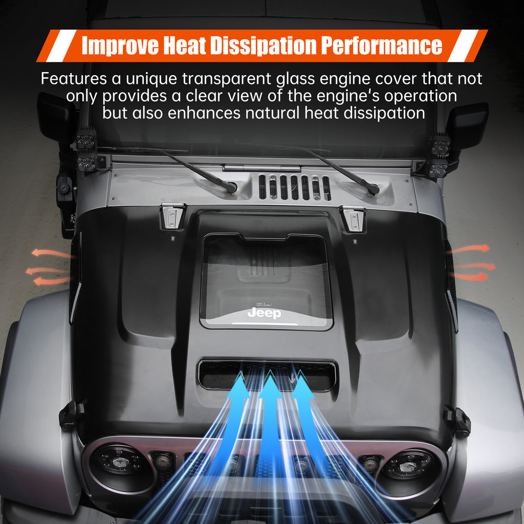 Replacement Hood Vented Heat Dispersion for 2007-2018 Jeep Wrangler