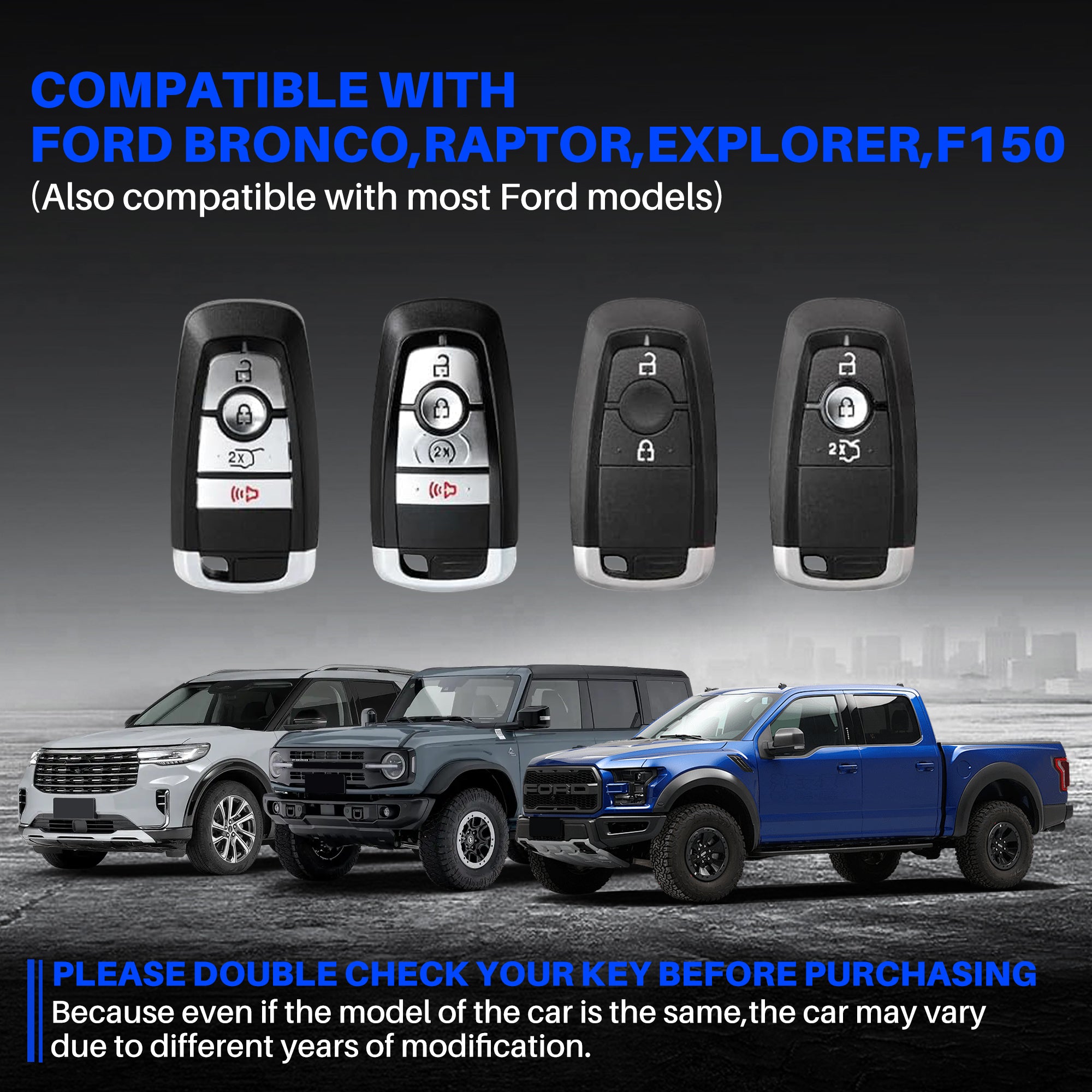 Aluminum Key Case for 2010+ Ford Bronco, F-150, Raptor