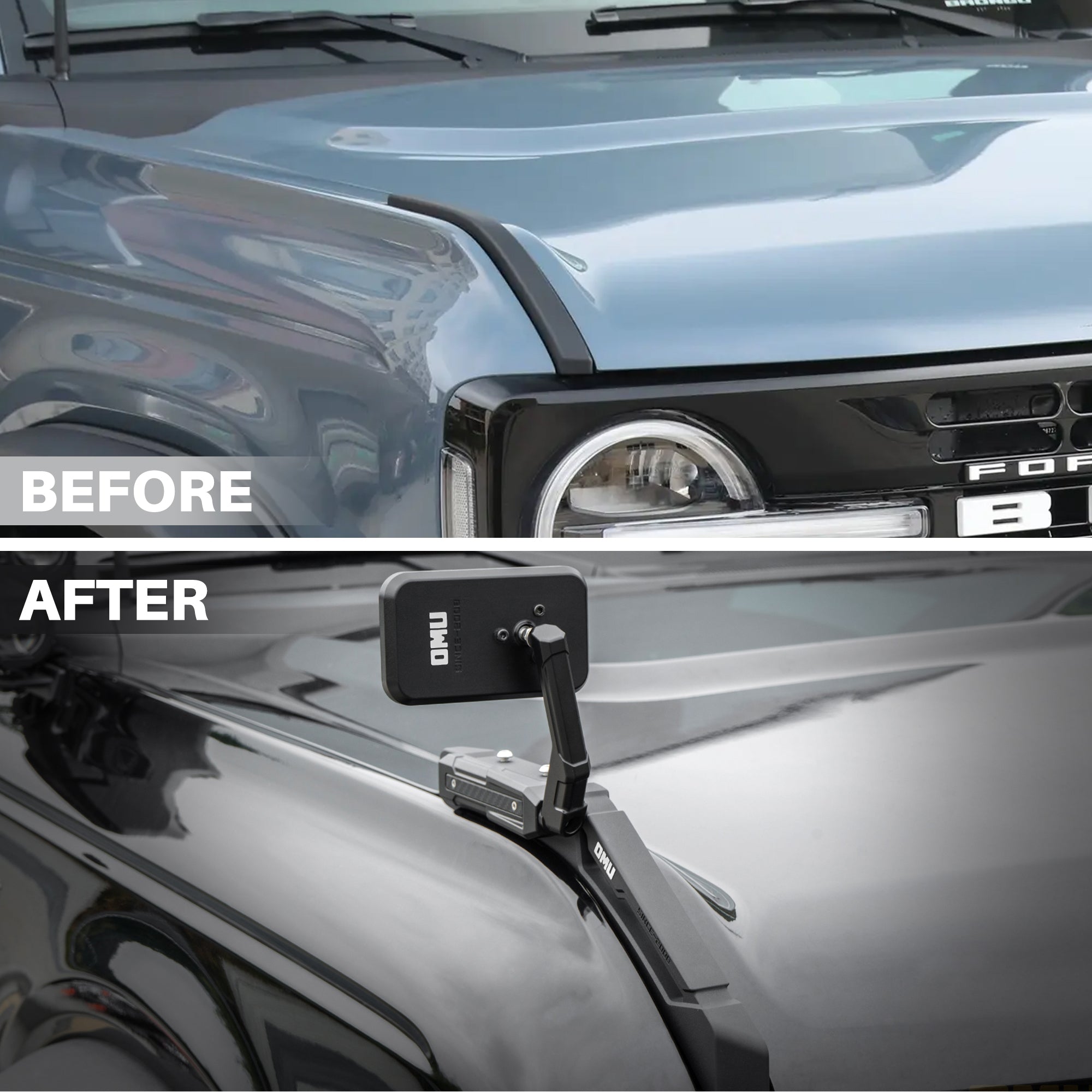 Aluminum Hood Side Auxiliary Fender Mirror Compatible with 2021+ Ford Bronco