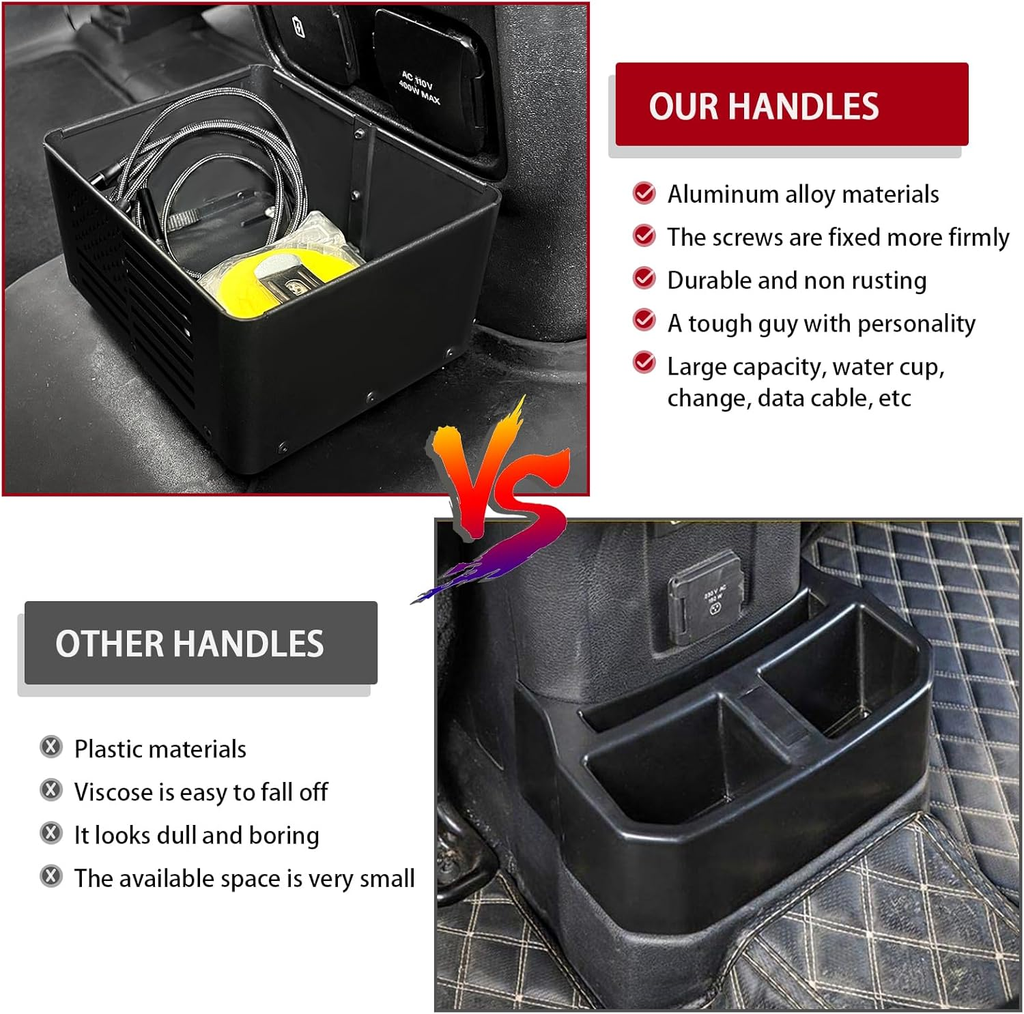 Metal Rear Seat Cup Holder Floor Console Storage Box for Bronco 2021+ 4 Door