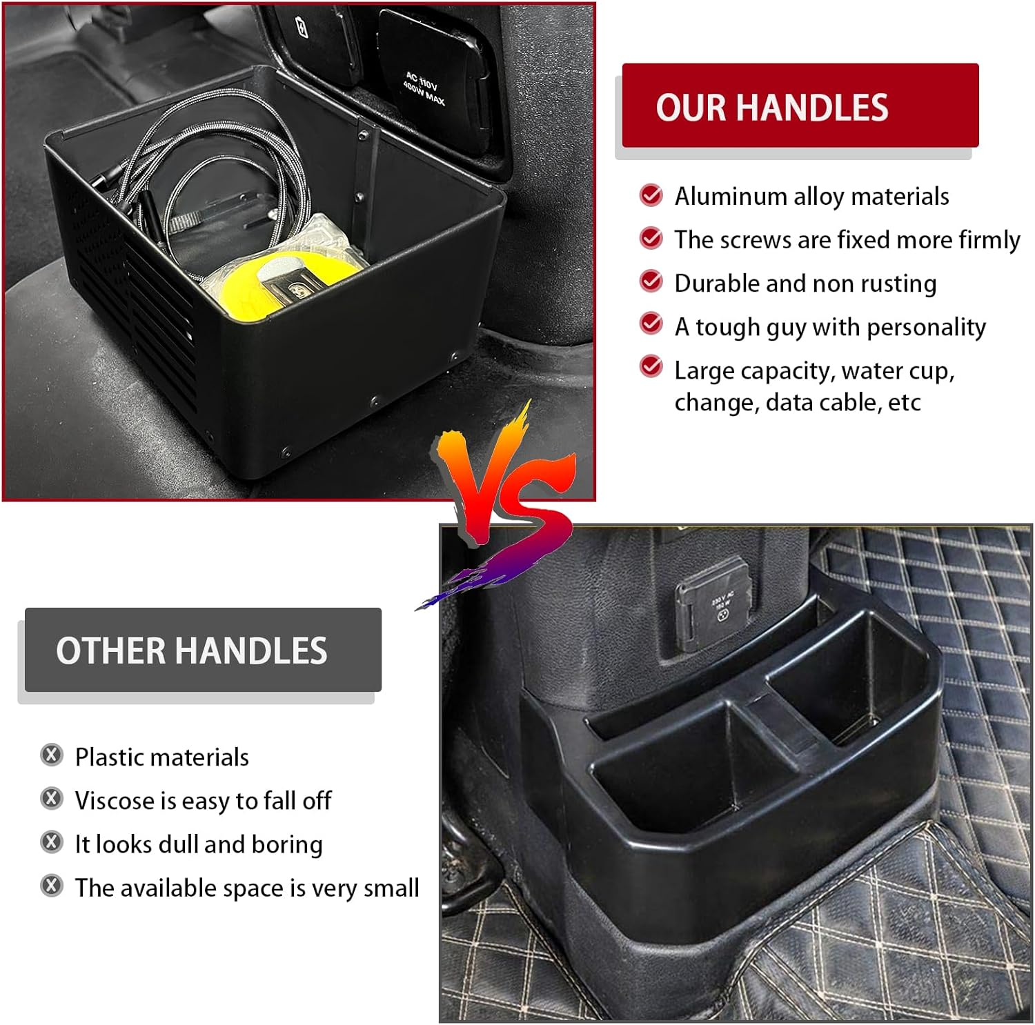 Metal Rear Seat Cup Holder Floor Console Storage Box for Bronco 2021+ 4 Door
