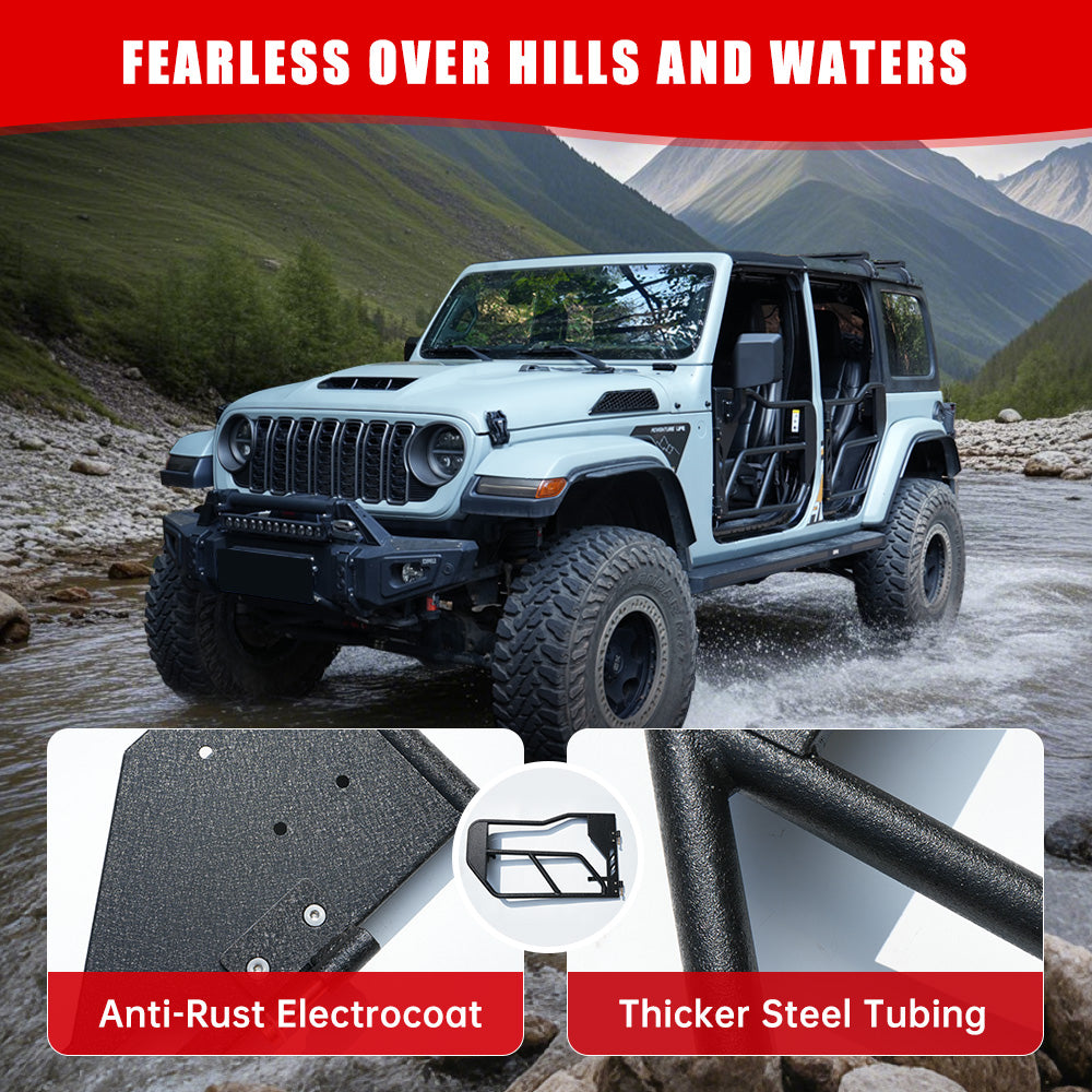 Tube Doors with Side View Mirror for 2018-2024 Jeep Wrangler JL