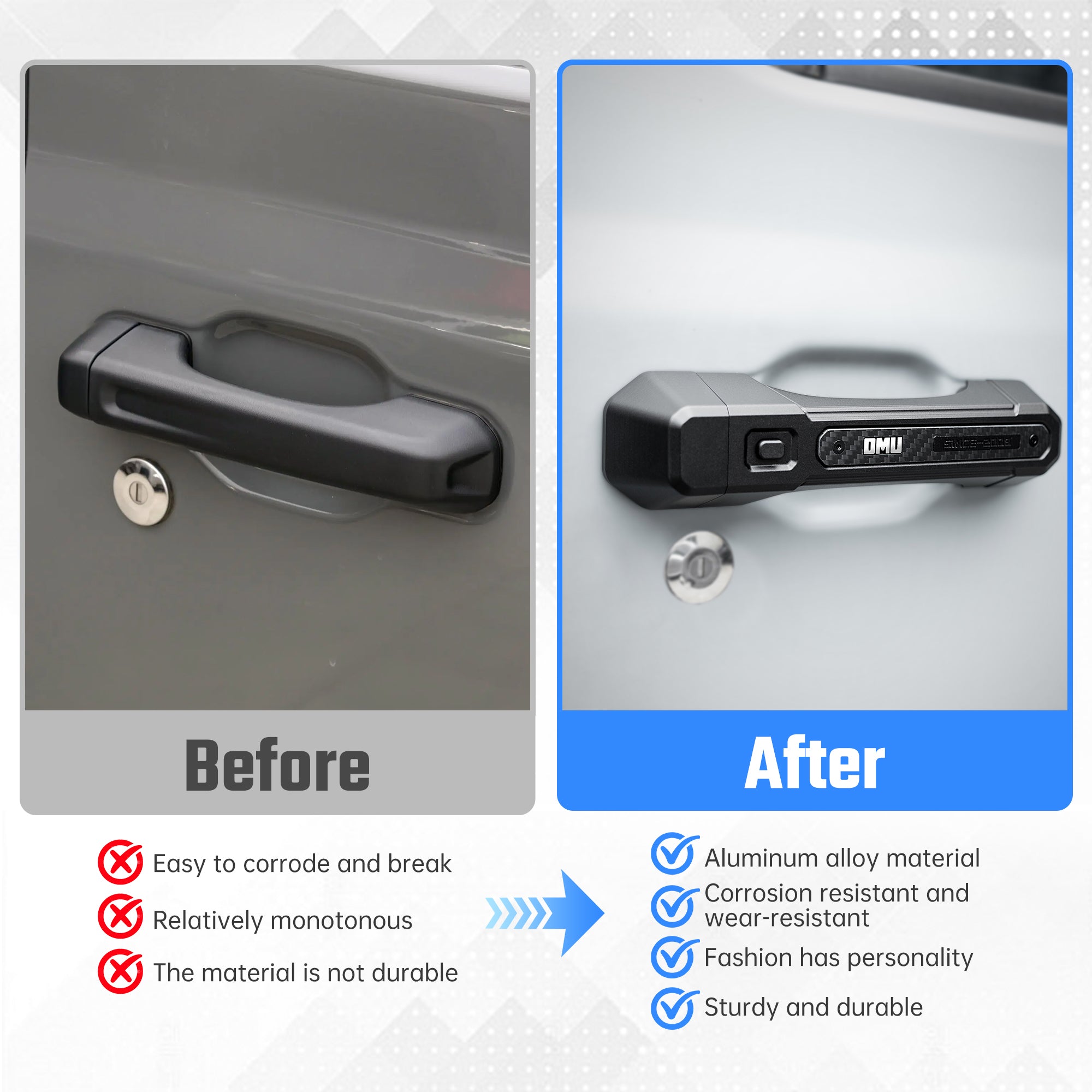 Door Handle Cover For Jeep Wrangler JL 2018+ 4 Doors 5 pcs