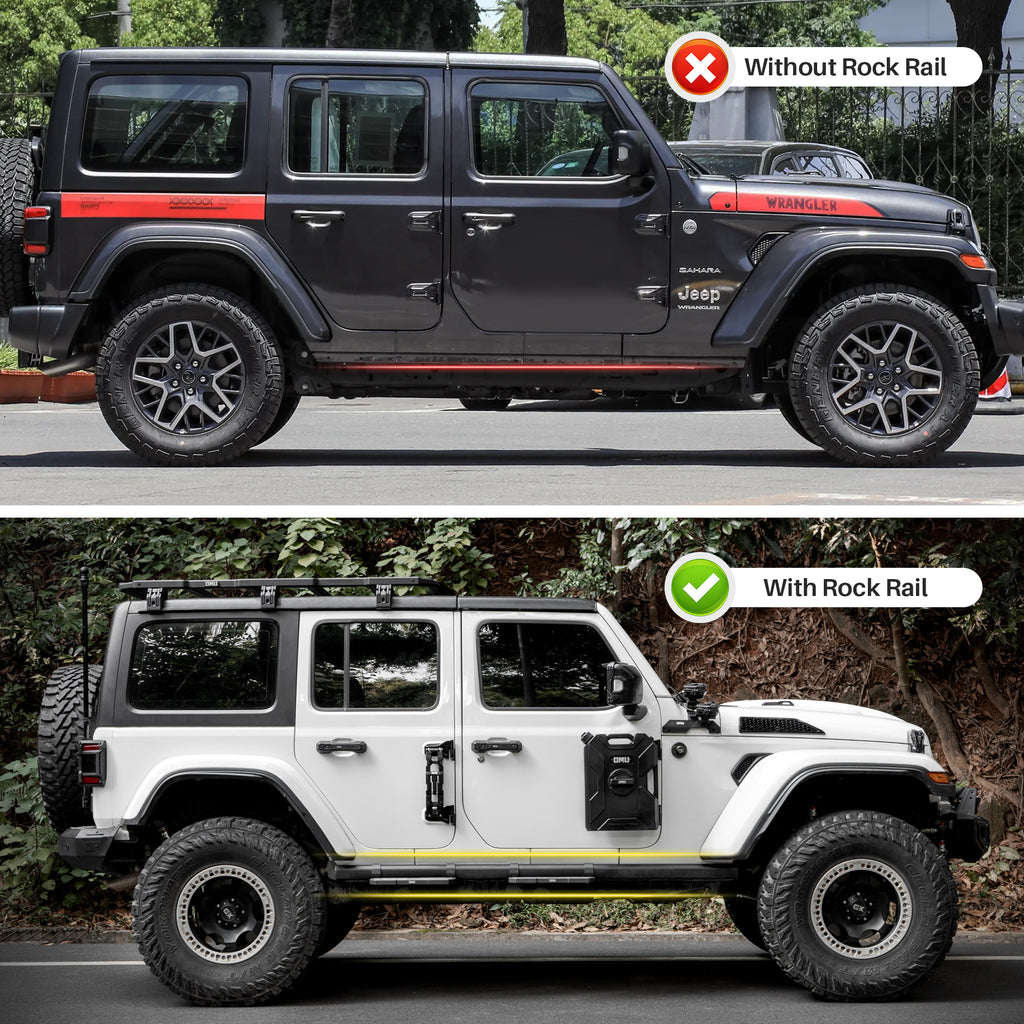 Running Boards Compatible with 2018+ Wrangler JL 4 Doors with OEM Rock Rails