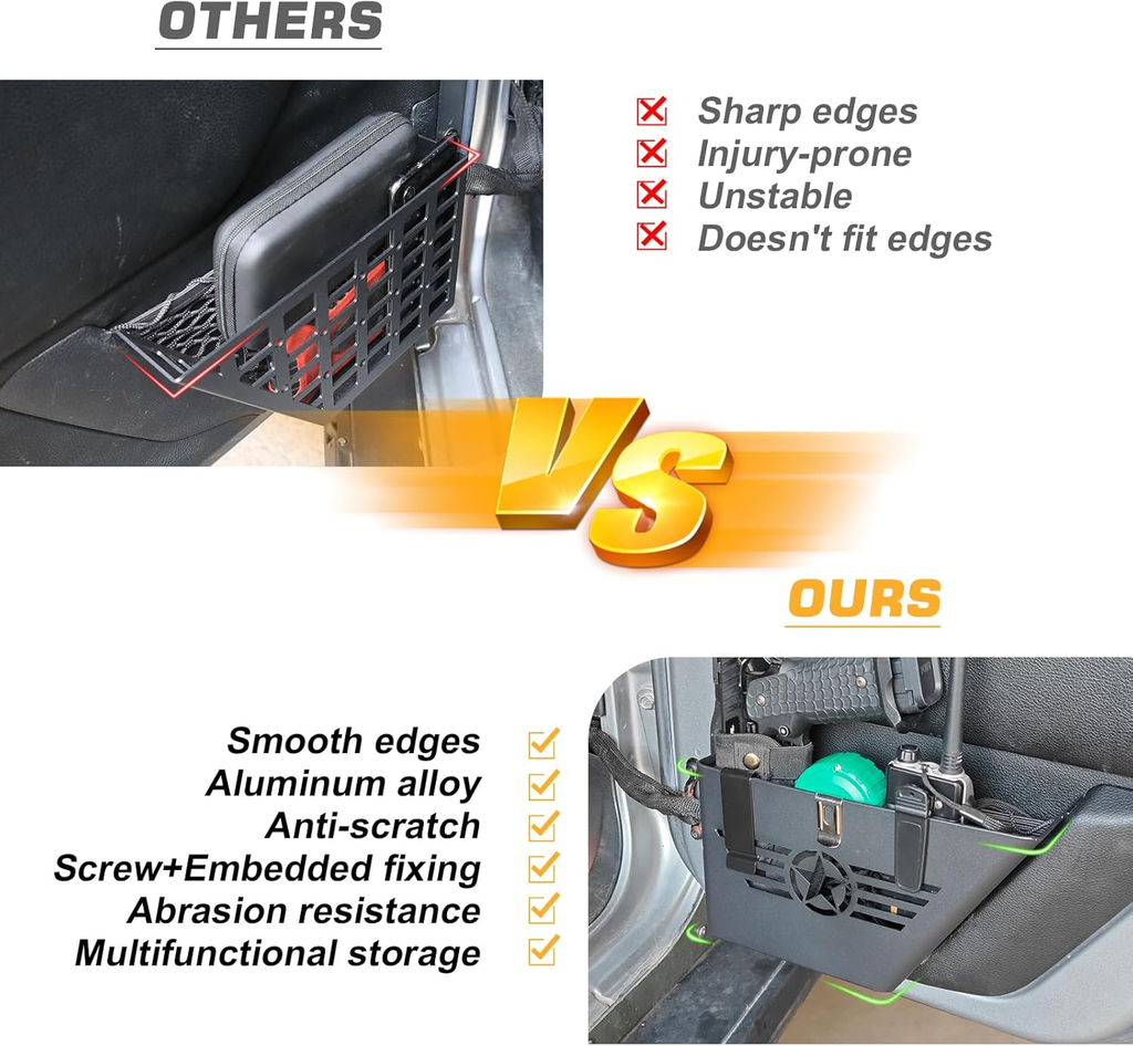 Rear Door Storage Box for 2007-2018 Jeep Wrangler JK JKU 4 Door 2pcs