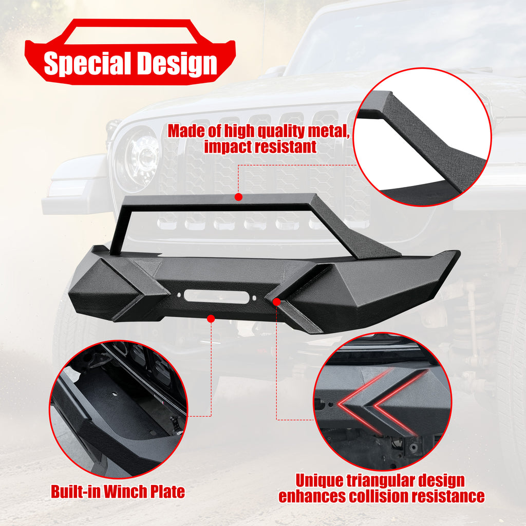 Front Bumper with Winch Plate Compatible with Wrangler JK