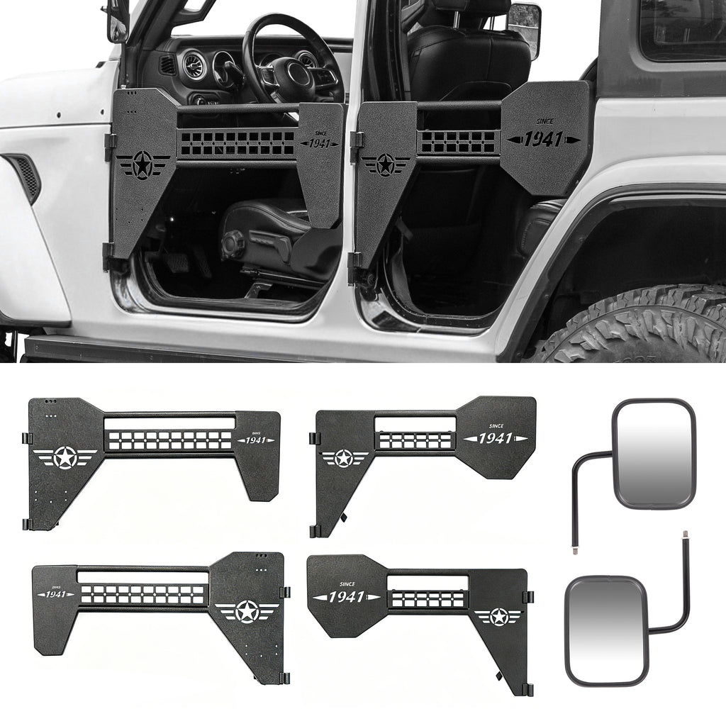 Tube Doors w/ Mirror for 2018-2026 Jeep Wrangler JL JLU Gladiator JT Offroad