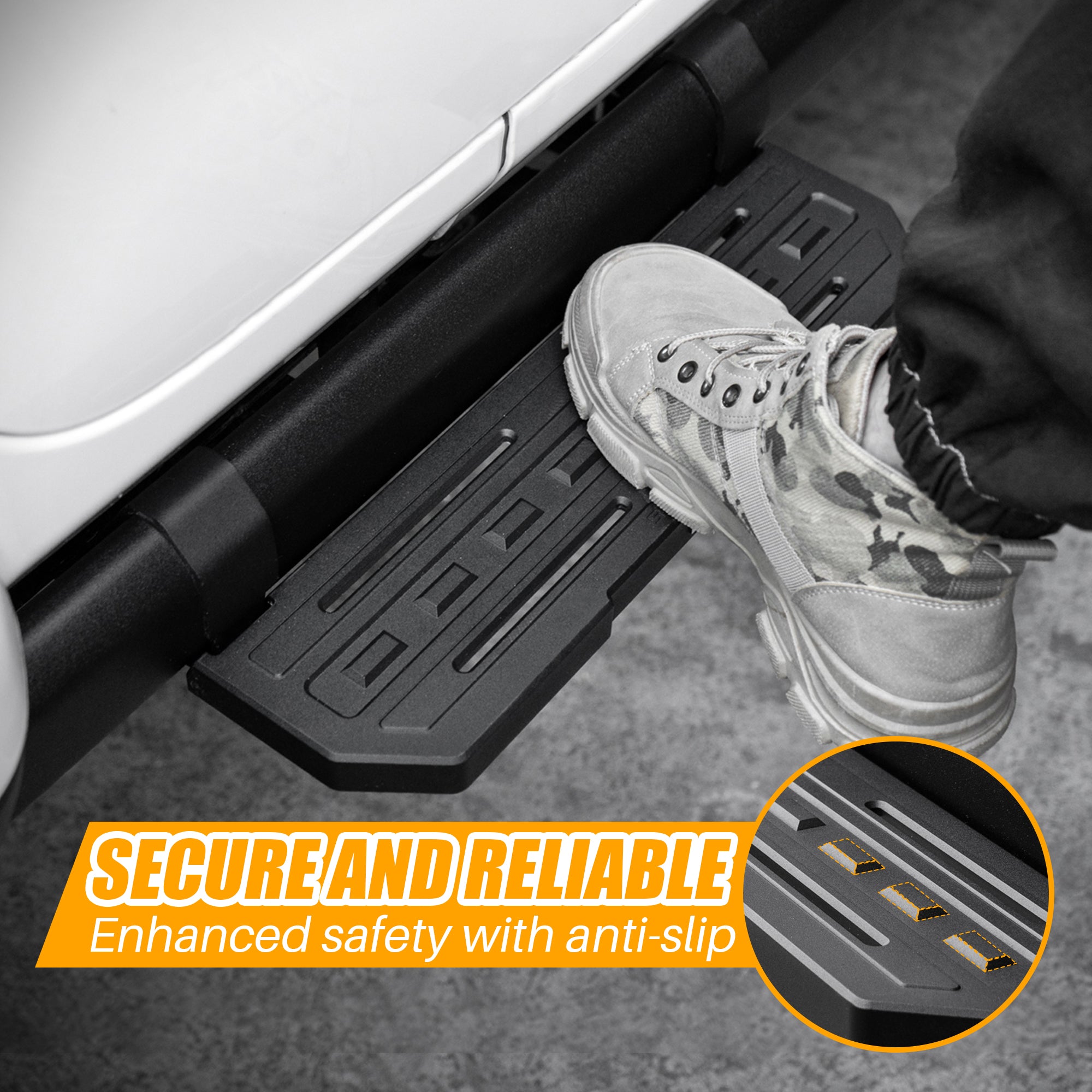 Running Boards Compatible with 2018+ Wrangler JL 4 Doors with OEM Rock Rails