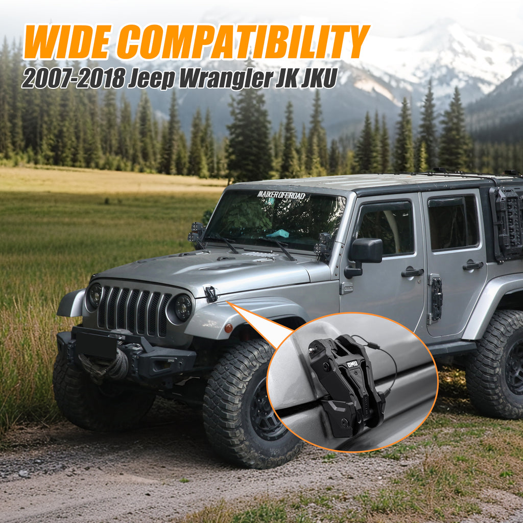 Hood Latch Lock Catch Compatible with 2007-2017 Jeep Wrangler JK/JKU