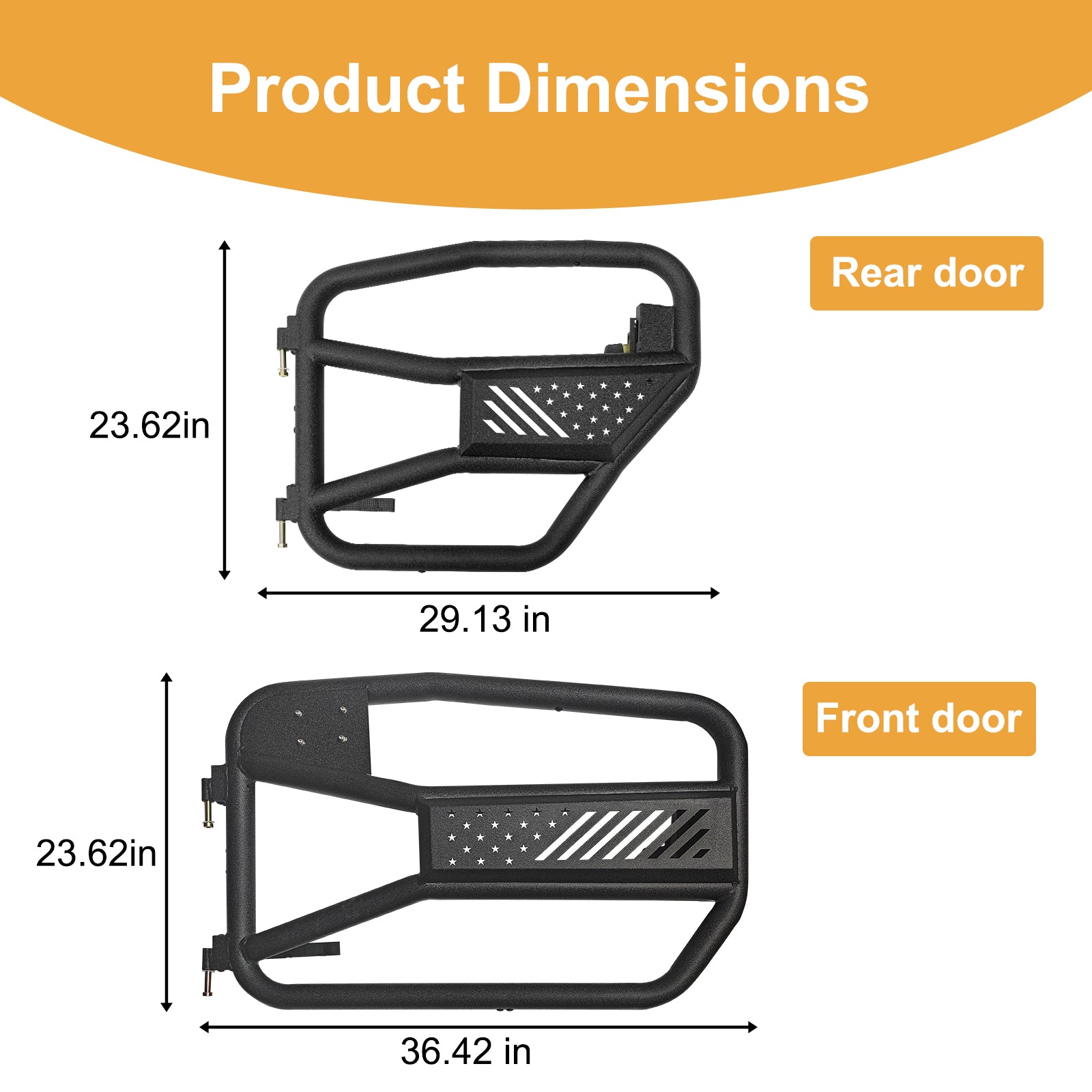 Tubular Doors with Mirror for 2007-2017 Jeep Wrangler JK 4 Door