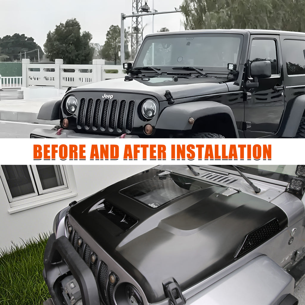 Replacement Hood Vented Heat Dispersion for 2007-2018 Jeep Wrangler