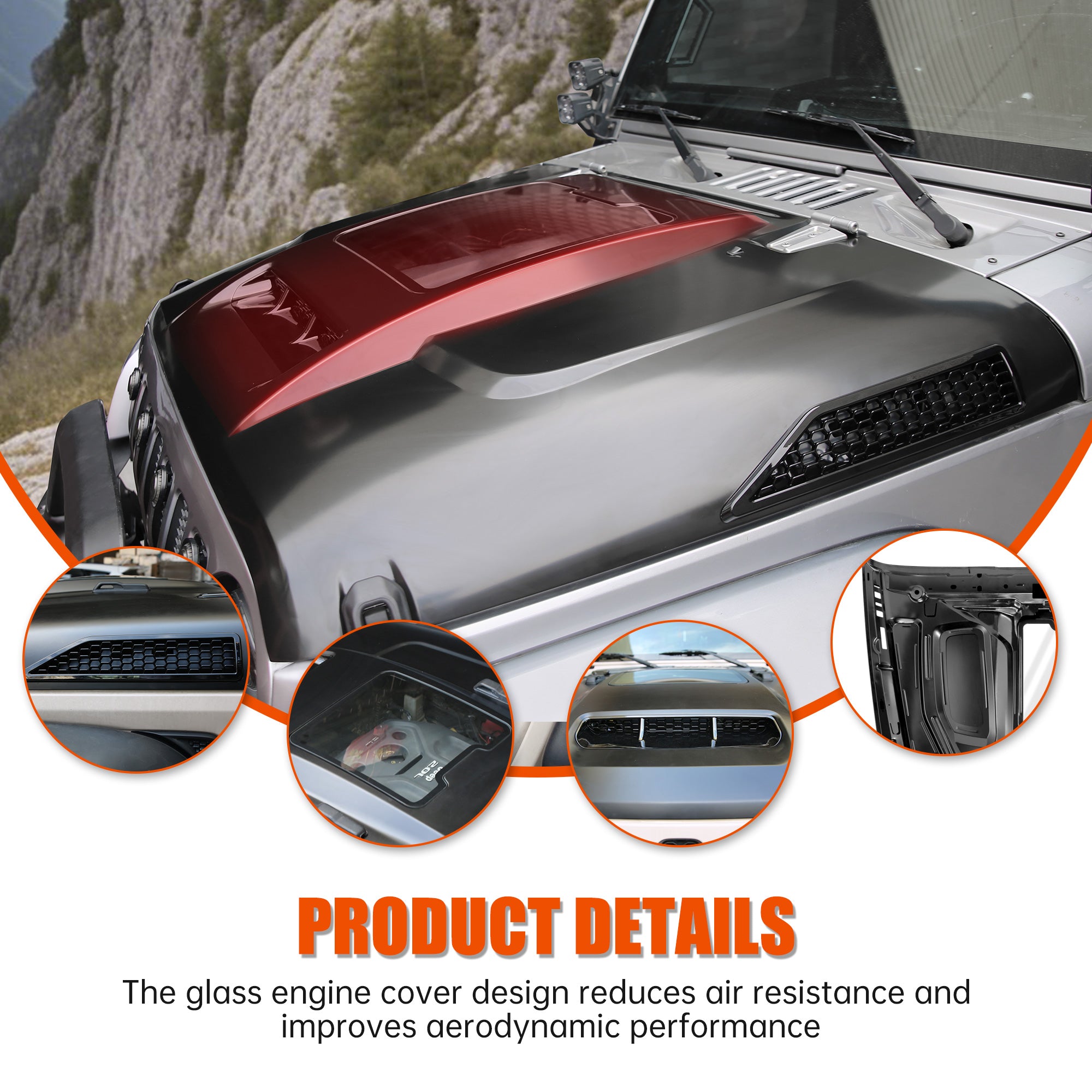 Replacement Hood Vented Heat Dispersion for 2007-2018 Jeep Wrangler